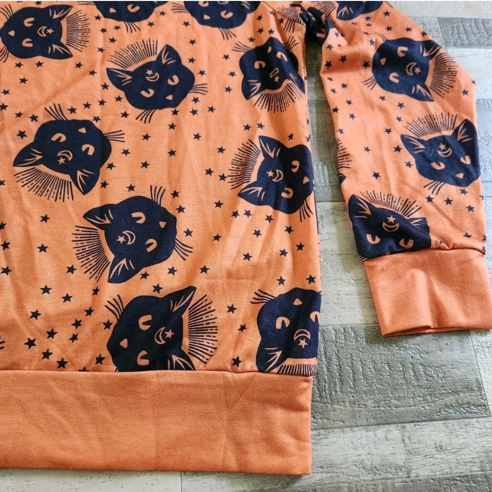 Halloween Pullover Black Cats Magic Black Cats Witchcraft Size Large Soft Cozy - Picture 13 of 16
